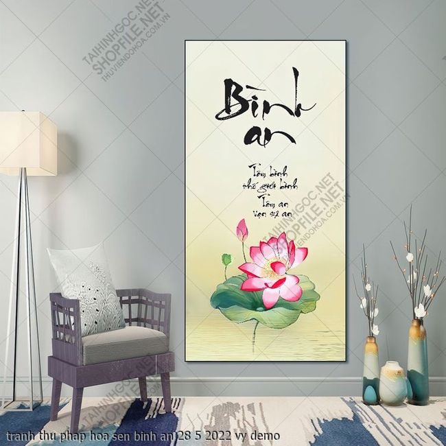 tranh thu phap hoa sen binh an 28 5 2022 vy